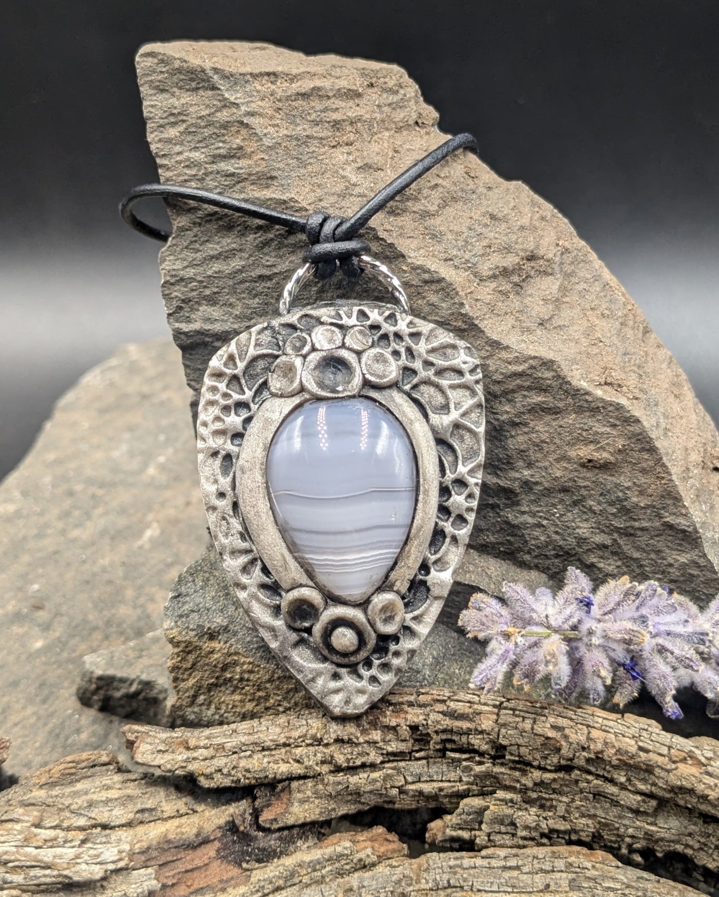 Teardrop Cabochon Polymer Clay Pendant